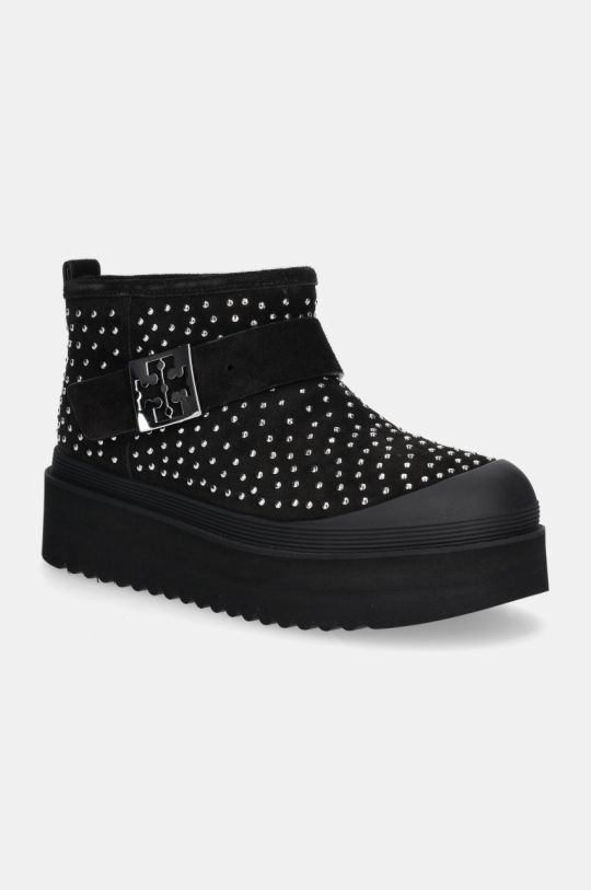 Велурени апрески Tory Burch Mellow Shearling Stud Platform Boot с изолация черен 165420.006