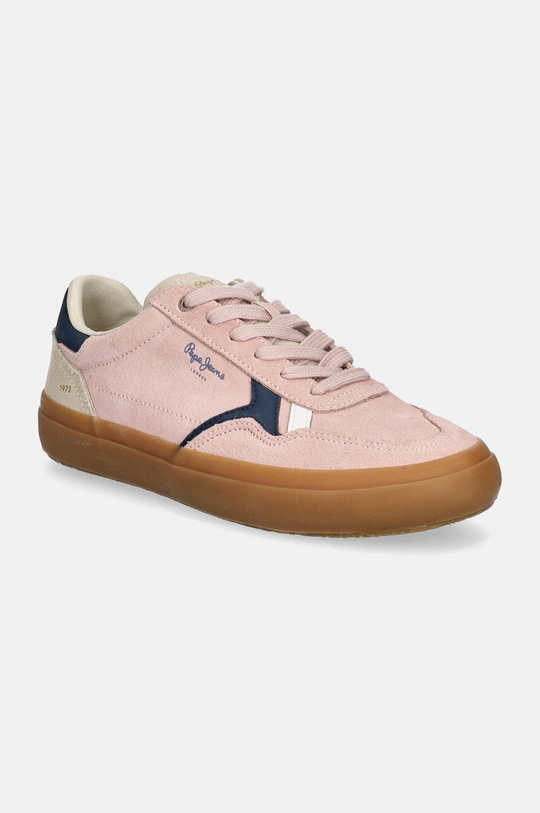 Pepe Jeans sneakers din piele intoarsă PLS31586 plată roz PLS31586