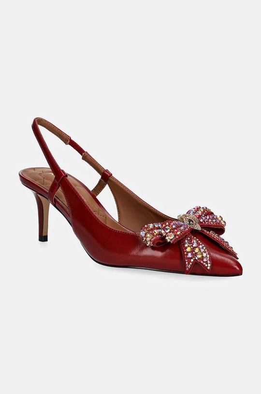 Kurt Geiger London tacchi in pelle Belgravia Bow Sling pelle fiore rosso 621750309.RED