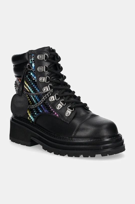 Δερμάτινα workers Kurt Geiger London Chelsea Combat Boot απομίμηση λείου δέρματος μαύρο 3423805019.BLACKCOMB