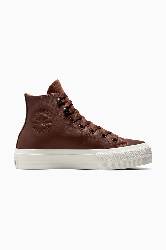 Кожаные кеды Converse Chuck Taylor All Star Lift платформа коричневый A10362C