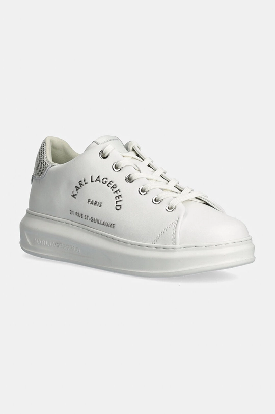 Kožené sneakers boty Karl Lagerfeld KAPRI platforma bílá KL62538F.01S