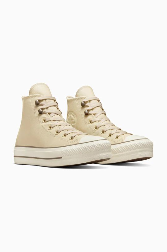 Δερμάτινα ελαφριά παπούτσια Converse Chuck Taylor All Star Lift A11158C μπεζ AW24