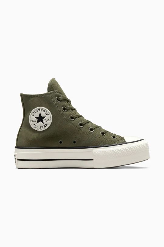 Велурени кецове Converse Chuck Taylor All Star Lift платформа зелен A11144C