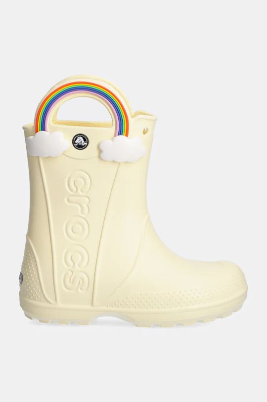 Otroški gumijasti škornji Crocs HANDLE IT RAINBOW RAIN BOOT 210026.HANDLE.IT.RAINBO rumena AW24