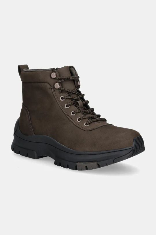 Kožené členkové topánky Calvin Klein Jeans HYBRID WP BOOT LACEUP REBELLIOUS nezateplené hnedá YM0YM01077