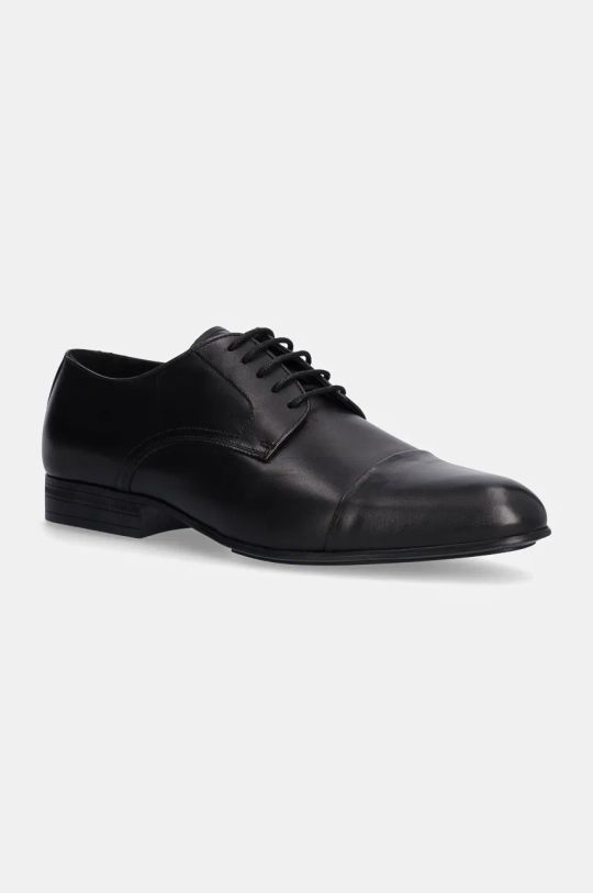 Polobotky Calvin Klein DERBY CAP TOE přírodní kůže černá HM0HM01540