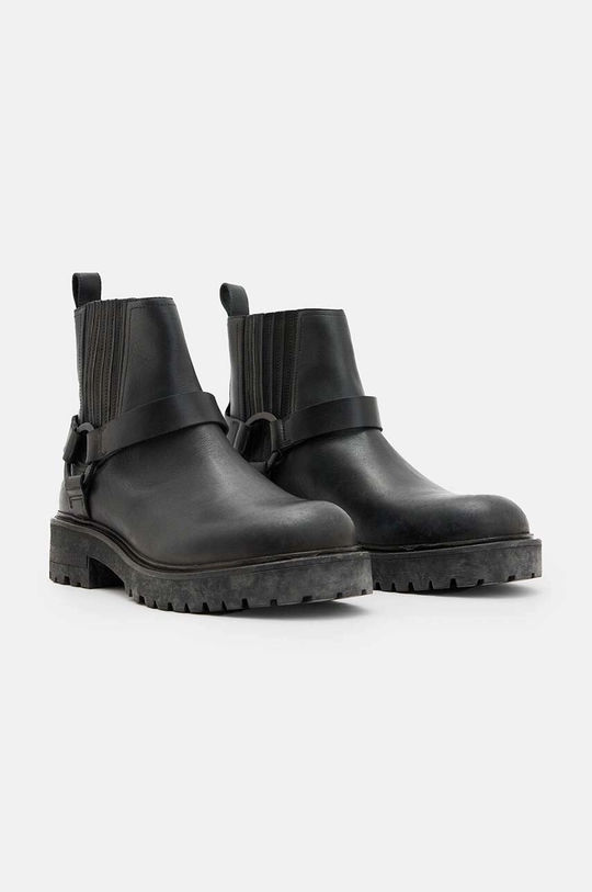 Кожени обувки AllSaints Hank Biker Boot M017FB черен AW24