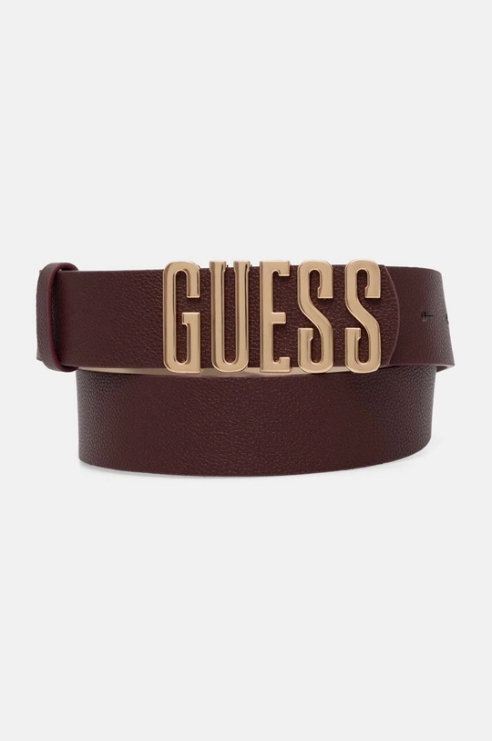 Pásek Guess MERIDIAN přírodní kůže burgundské BW9113.P4235