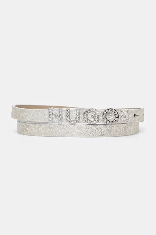 HUGO cintura in pelle argento 50529601