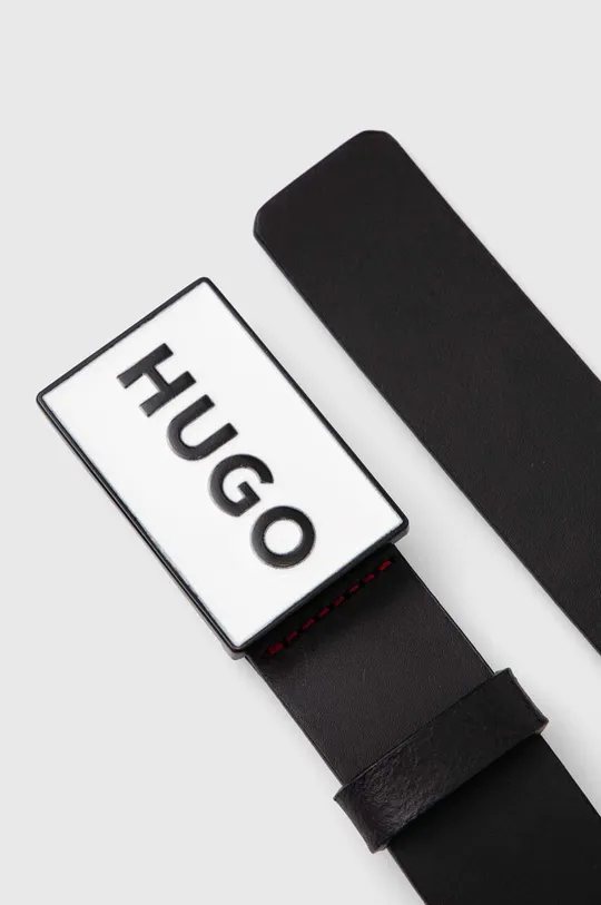 Шкіряний ремінь HUGO чорний