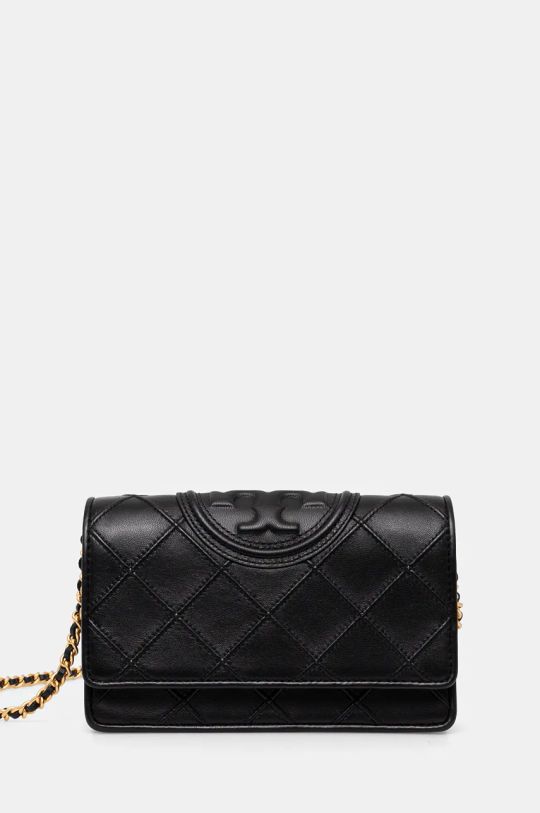 Tory Burch borsa a mano in pelle Fleming pelle fiore nero 138853.001