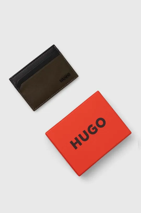 Δερμάτινη θήκη για κάρτες HUGO Φυσικό δέρμα