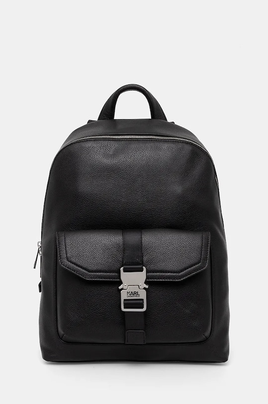 Кожаный рюкзак Karl Lagerfeld мужской цвет чёрный большой однотонный ...