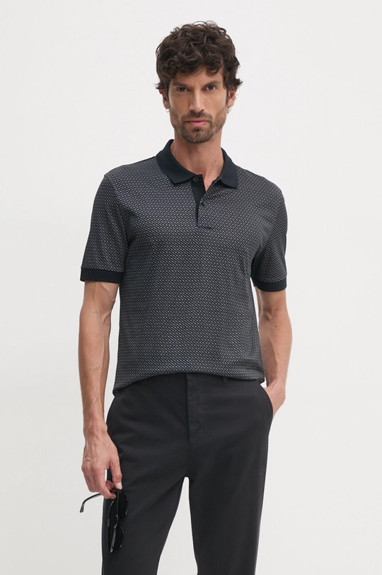 BOSS polo in cotone regolare grigio 50518877