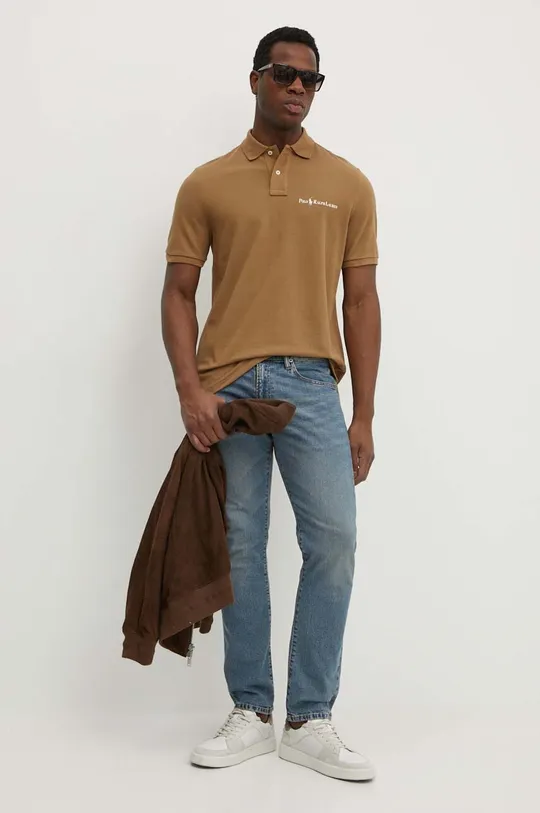 Bavlnené polo tričko Polo Ralph Lauren hnedá