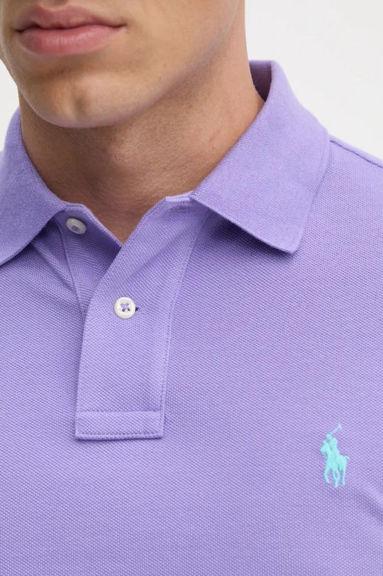 Βαμβακερό μπλουζάκι πόλο Polo Ralph Lauren 710795080 μωβ