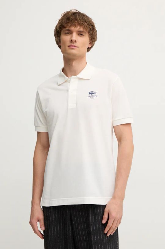 Lacoste polo bawełniane nadruk beżowy PH2723