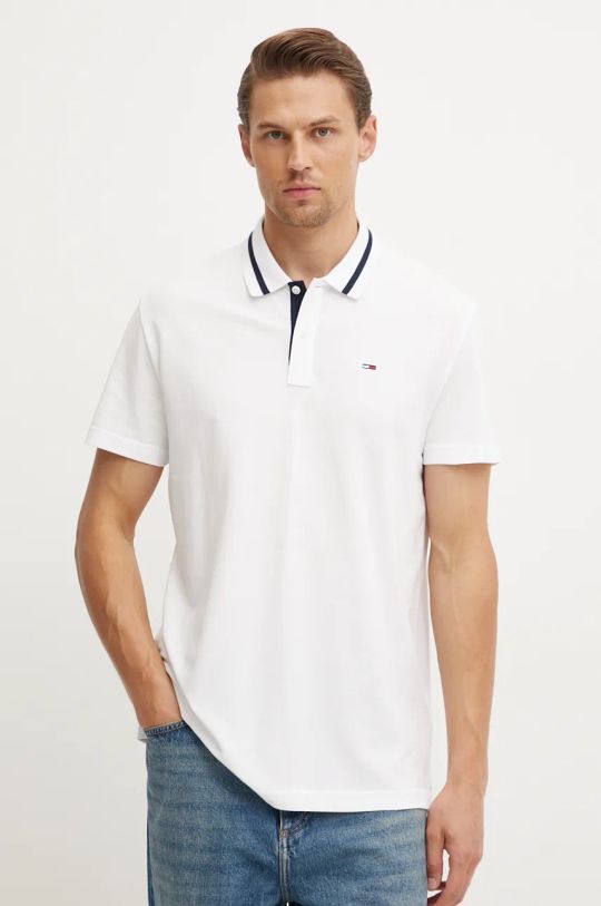 Oblečení Bavlněné polo tričko Tommy Jeans DM0DM20443 bílá