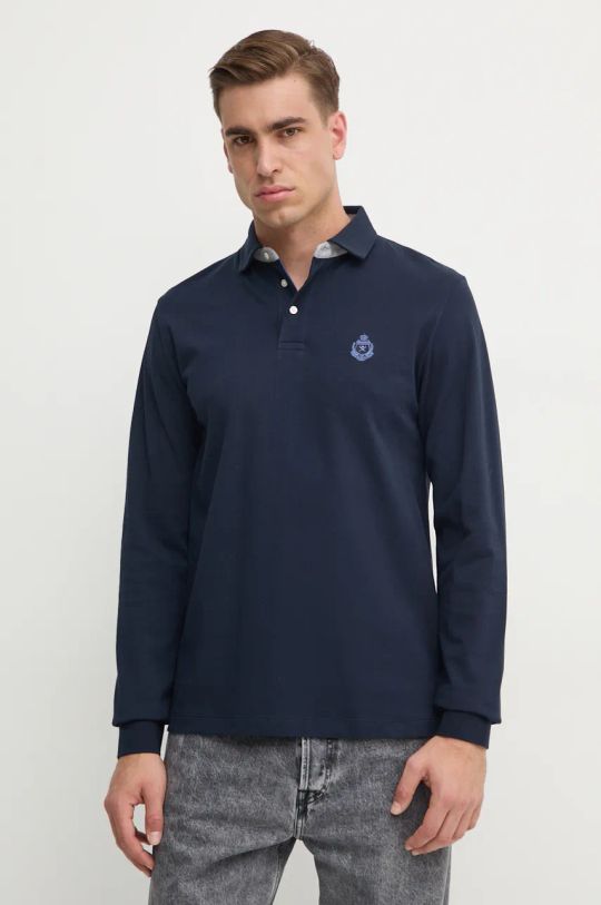 Hackett London longsleeve bawełniany regular granatowy HM550982