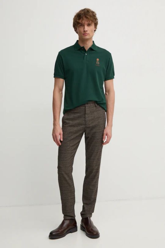 Bavlnené polo tričko Hackett London HM563357 zelená AW24