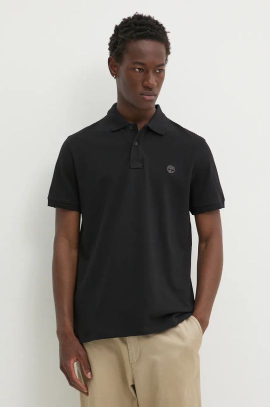 Timberland polo de bumbac regular negru TB0A6VDP0011