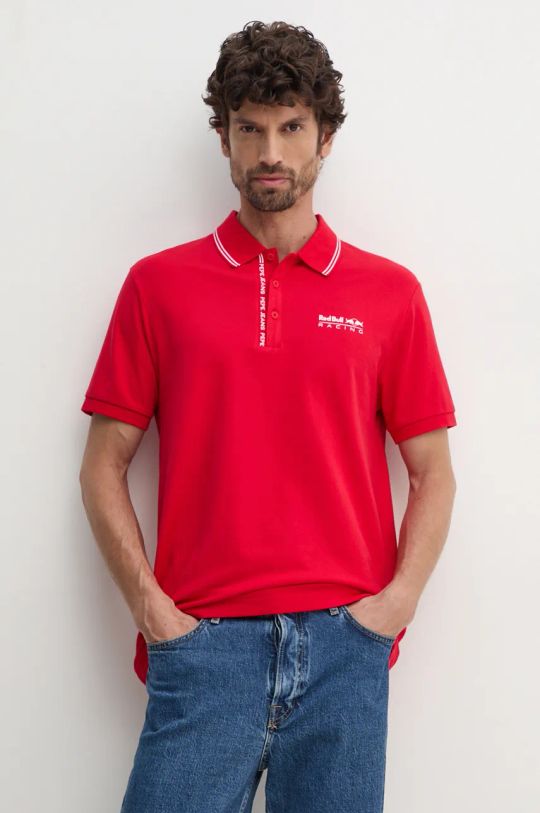 Polo tričko Red Bull Racing x Pepe Jeans potlač červená RM540001