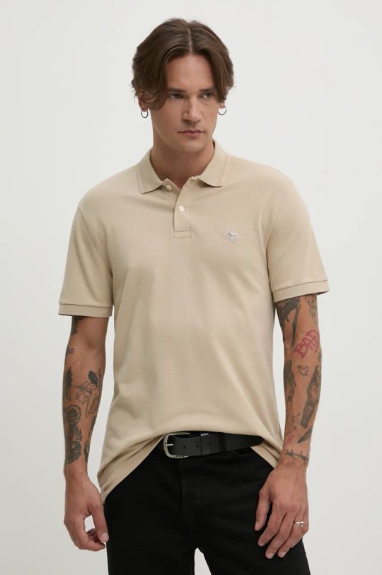 Abercrombie & Fitch polo bawełniane bawełna beżowy KI124.4381.175