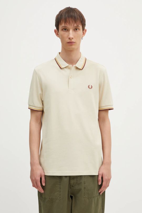 Хлопковое поло Fred Perry The Twin Tipped Shirt гладкий бежевый M3600.W55