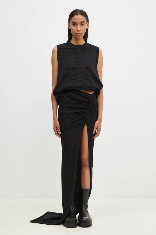 Rick Owens cotton skirt Soft Edfu DS02D2334.RN black