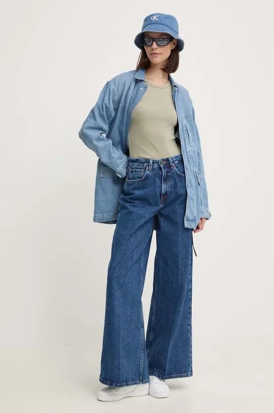 Pepe Jeans jeansy WIDE LEG JEANS UHW granatowy