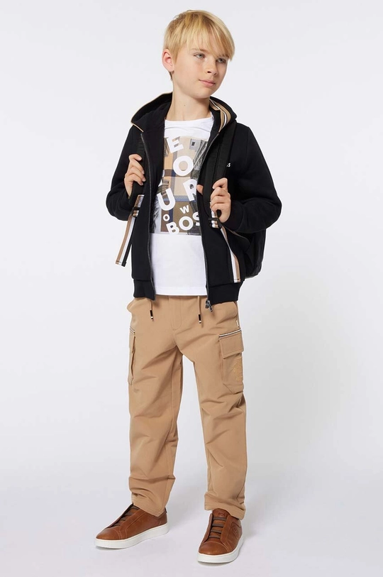 BOSS pantaloni per bambini tessuto marrone J51164.162.174