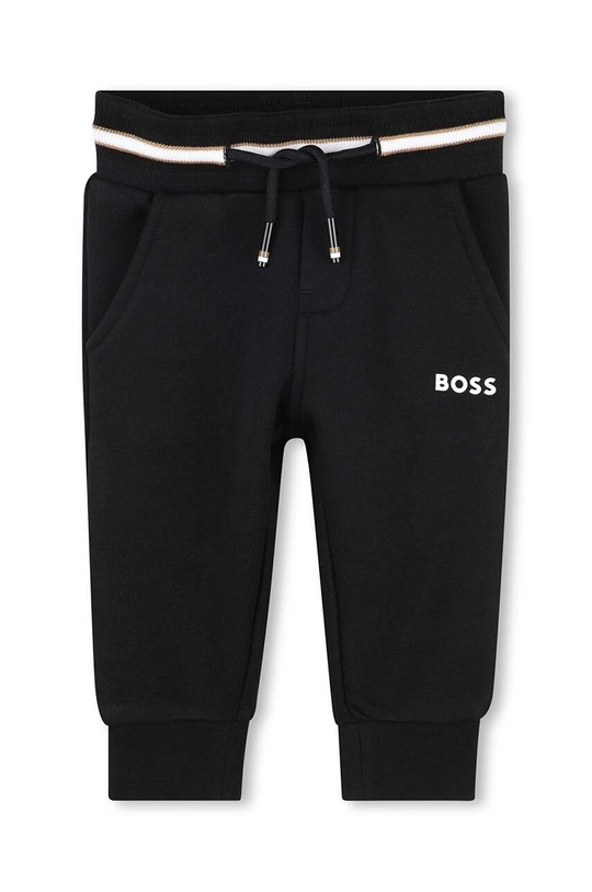 BOSS pantaloni de trening pentru bebeluși tricotaj negru J51272.86.94