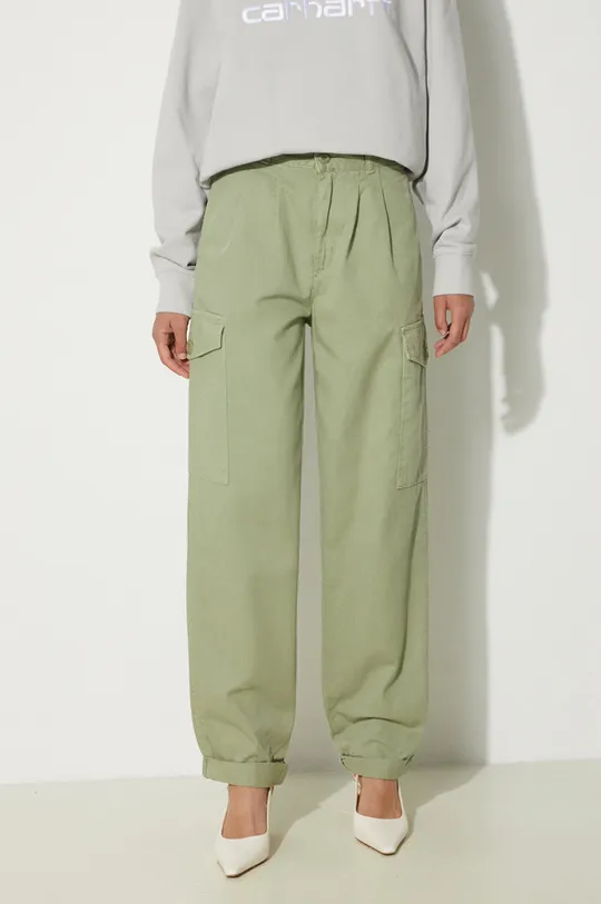zielony Carhartt WIP spodnie bawełniane Collins Pant Damski