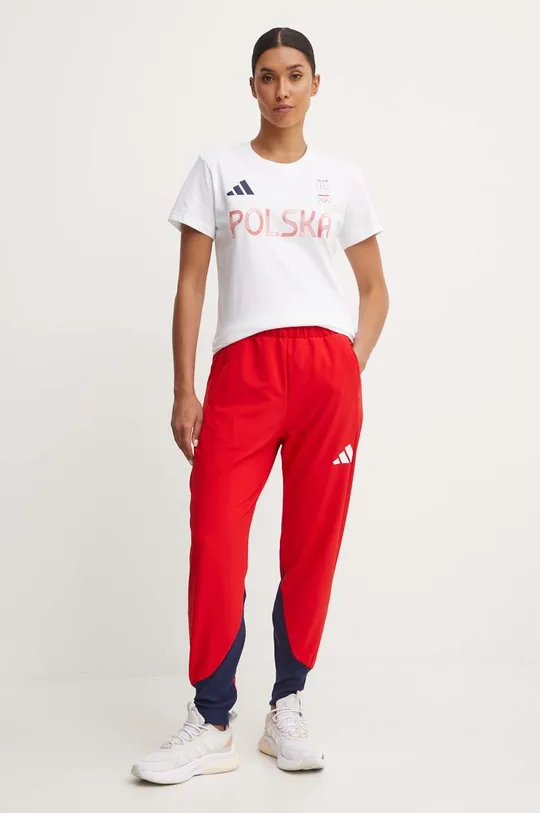 adidas Performance spodnie dresowe Olympic czerwony
