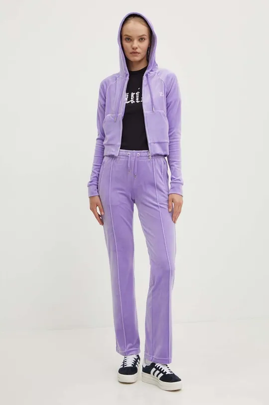 Juicy Couture pantaloni da tuta in velluto TINA violetto