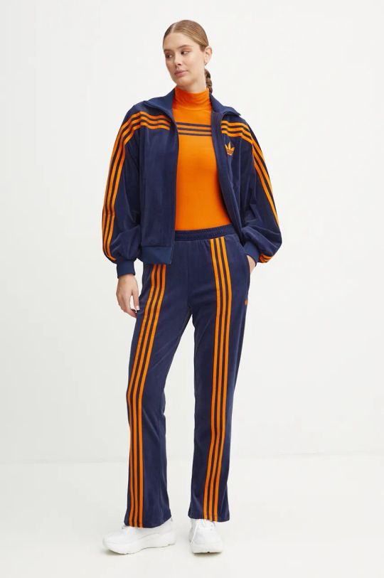 Velurové teplákové kalhoty adidas Originals 70s Velour Track Pant JN8290 námořnická modř AW24