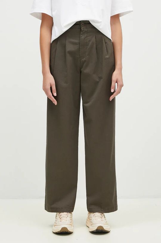 Бавовняні штани Carhartt WIP Leola Pant гладкий зелений I033147.96406