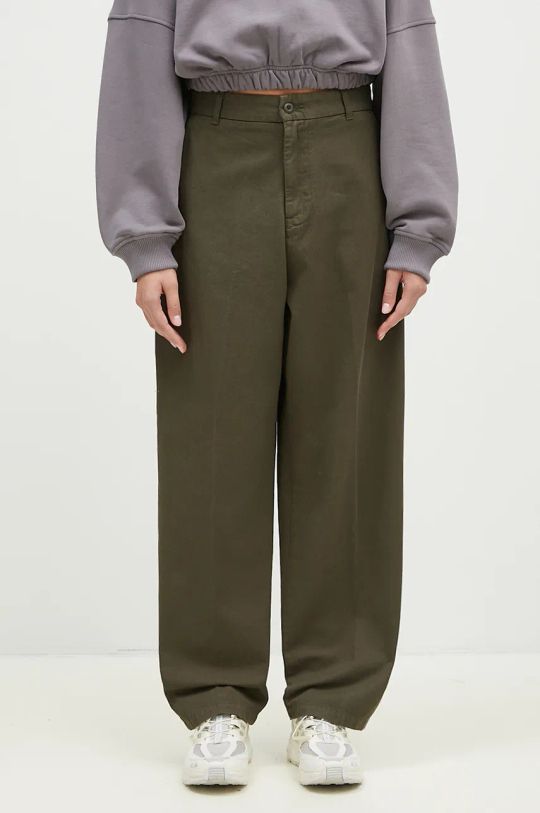 Бавовняні штани Carhartt WIP Brady Pant гладкий зелений I033770.666GT