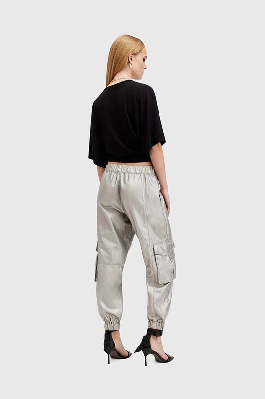 AllSaints pantaloni de bumbac FREDA W067TA argintiu