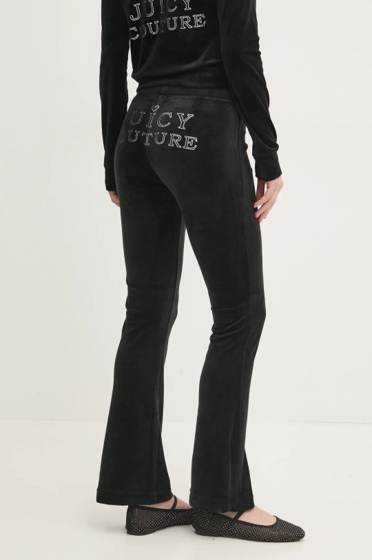 Juicy Couture spodnie dresowe welurowe LISA REGAL VELOUR STRAIGHT LEG TRACK PANT dzianina czarny JCBBJ224829.101