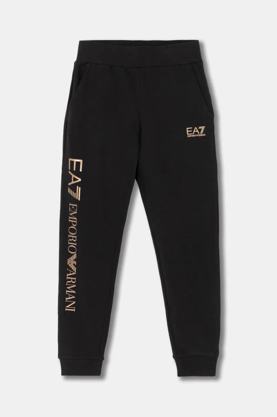 EA7 Emporio Armani pantaloni de trening pentru copii tricotaj negru 8NFP02.FJTXZ