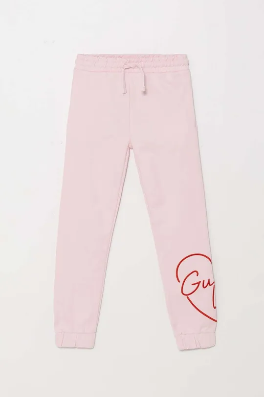 ροζ Παιδικό βαμβακερό παντελόνι Guess Για κορίτσια