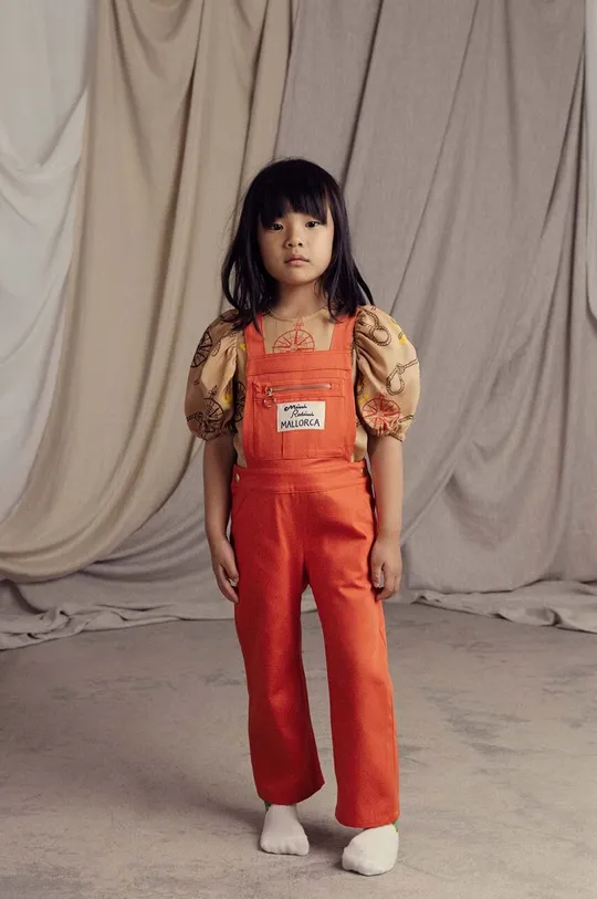oranžová Detské bavlnené nohavice na traky Mini Rodini Mallorca Detský
