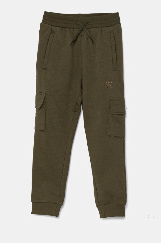 adidas Originals pantaloni de trening pentru copii FLEECE CARGO P tricotaj verde IX5308