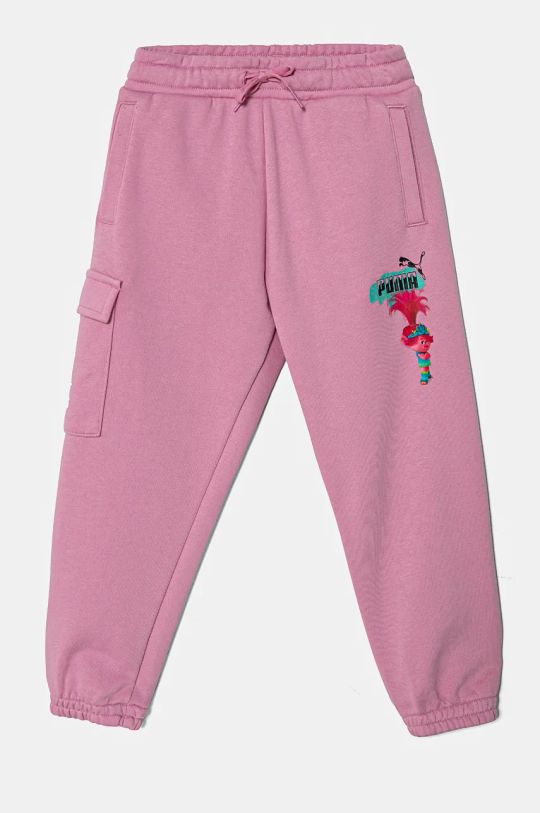 Detské tepláky Puma X TROLLS Cargo Pants TR pletenina ružová 627379