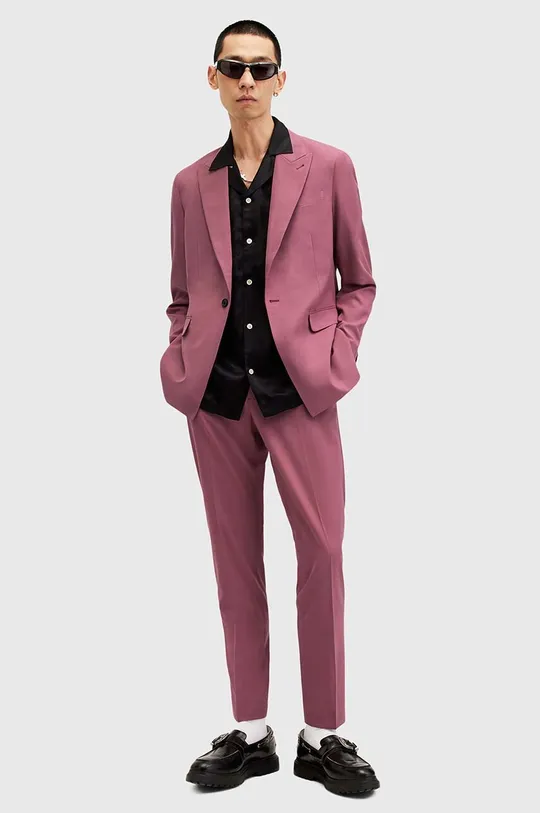różowy AllSaints spodnie z wełną AURA Męski