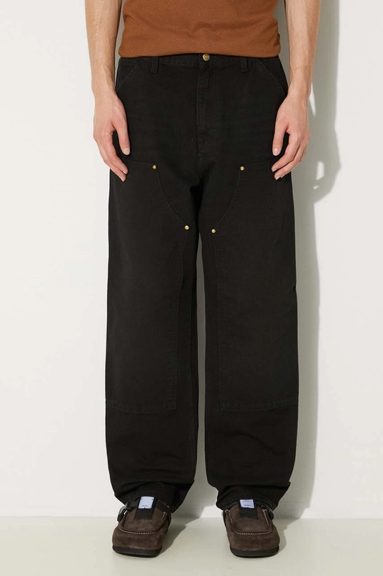 Carhartt WIP pantaloni de bumbac Double Knee Pant uni negru I031501.893K