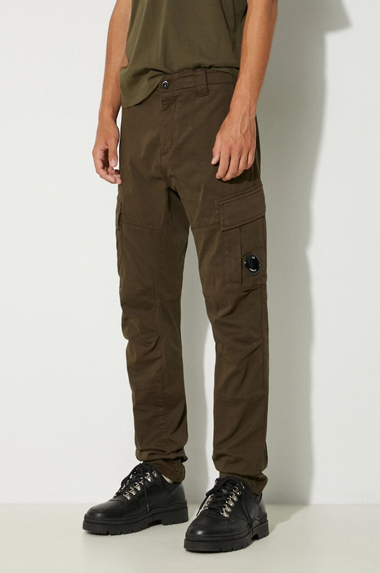 Штани C.P. Company Stretch Sateen Ergonomic Lens Double Cargo Pants з еластаном зелений 17CMPA186A005529G