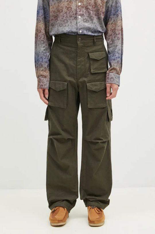 Engineered Garments cotton trousers FA Pant fabric green 24F1F016